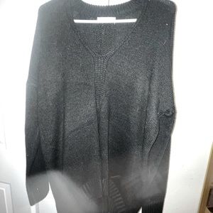 Black sweater with v neck and attached neckline